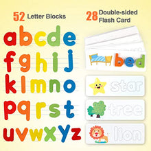 Load image into Gallery viewer, Coogam Read Spelling Learning Toy, Wooden Alphabet Flash Cards Matching Sight Words ABC Letters Recognition Game Preschool Educational Tool Set for 3 4 5 Years Old Girls and Boys Kids
