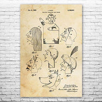 Hand Puppet Masks Poster Print, Puppet Design, Toy Collector Gift, Puppet Wall Art, Ventriloquist Gift, Puppet Blueprint Vintage Paper (12 inch x 16 inch)