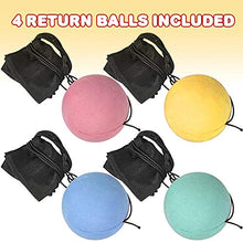 Load image into Gallery viewer, ArtCreativity 2.25 Inch Return Balls, Set of 4, Durable Foam String Attached Rebound Balls, Assorted Colors, Sports Toy Balls for Kids, Party Favors, Gift Idea for Boys and Girls
