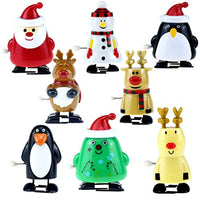 Toyvian 8pcs Wind Up Toys Penguin Christmas Tree Santa Claus Snowman Reindeer Elk Clockwork Toys Figure Ornaments Christmas Holiday Party Supplies Favors Goodie Bag Fillers