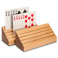 Yellow Mountain Imports Standard-Size Solid Oak Wood Playing Card Holders - Set of 2