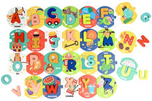 Load image into Gallery viewer, Alphabet Flash Cards for Toddlers 2-4 Years - Montessori Toys for 2 year old - ABC Educational Gifts for 2 3 4 5 Year Olds - Preschool Learning Activities Wooden Letters Puzzle Flashcards Set
