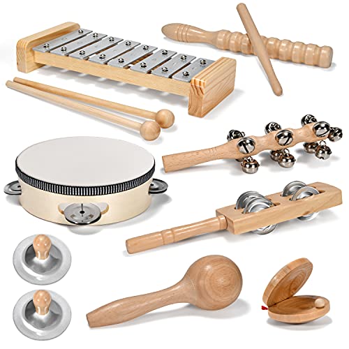 PieceCircle Toddler Musical Instrument Toys, Kids Wooden Percussion Music Instruments Set for Toddlers, Preschool Education Early Learning Baby Musical Toys for Boys and Girls