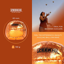 Load image into Gallery viewer, Zeekio Juggling Balls Premium Galaxy - [Pack of 3], Synthetic Leather, Millet Filled, 12-Panel Leather Balls, 130g Each, 62mm, Metallic Orange
