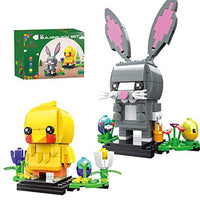 Sawaruita Easter Bunny and Chick Building Kit - Easter Toy Gift for Kids Age 6+, Easter Egg Filler or Easter Basket Stuffer Toy, Easter Bunny Building Brick , Kids Building Block Animals (A)