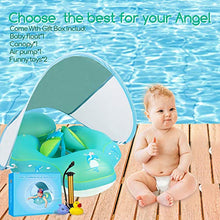Load image into Gallery viewer, Relaxing Baby Swimming Float Ring with Removable Sun Protection Canopy, Anti-Slip Crotch, Add Tail Chamber Never Flip Over Baby Floats for Pool Accessory Air Pump and 2 Pool Toys for Toddler 3 M-6 Yrs

