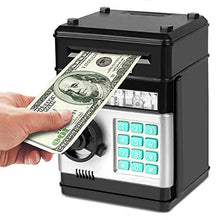Load image into Gallery viewer, Adevena Electronic Piggy Bank, Mini ATM Password Money Bank Cash Coins Saving Box for Kids, Cartoon Safe Bank Box Perfect Toy Gifts for Boys Girls (Black)
