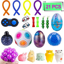 Load image into Gallery viewer, Elongdi Sensory Fidget Toys Set [ 21 Pack ] Bundle Sensory Toys Set - Fidget Pad/Mochi Toys/Squeeze-a-Bean/Magic Ball/Stretchy Strings/Bike Chain/Mesh Marble/Squeeze Toys/Fluffy Slime
