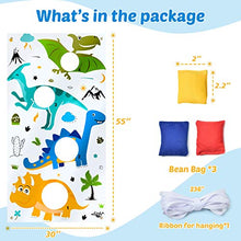 Load image into Gallery viewer, WERNNSAI Dinosaur Toss Game Banner with 3 Bean Bags - Dino Bean Bag Game Sets Party Games for Kids Birthday Party Favors Outdoor Yard Game Jurassic World Theme Party Supplies

