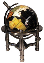 Load image into Gallery viewer, Unique Art 6-Inch by Black Onyx Ocean Mini Table Top Gemstone World Globe with Silver Tripod
