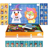 Puppify Magnetic Puzzle Toys 70 pcs Cute Animals Facial Expressions Jigsaw Puzzles with White Drawing Board for Kids Ages 3+, Great DIY Puzzles Parent-Child Interactive Game for Preschoolers