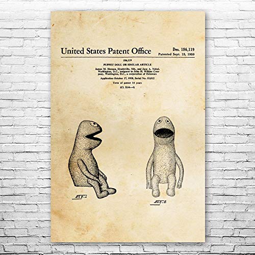 Wilkins Puppet Poster Print, Puppeteer Gift, Puppet Design, Puppet Wall Art, Vintage Puppet, Toy Collector Gift Vintage Paper (12 inch x 16 inch)