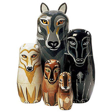 Load image into Gallery viewer, Hand Painted Russian Nesting Dolls Set,Wooden Wolf Nesting Dolls Traditional Russian Matryoshka Kids Toy
