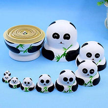 Load image into Gallery viewer, 10Pieces Russian Nesting Dolls Set,Wooden Panda Animal Toy Handmade Crafts Kids
