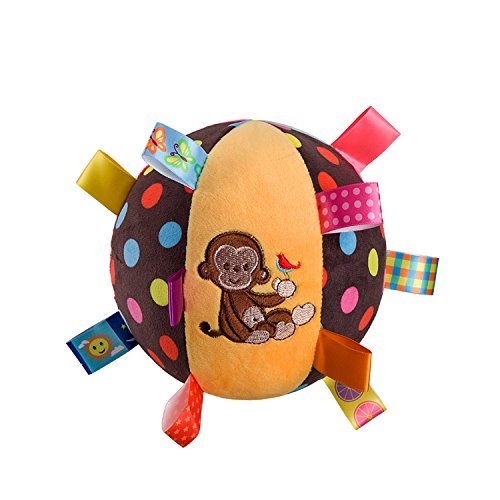 Colorful Taggies Chime Ball - Soft Plush Sensory Rattle Toy as for Babies Kids Toddlers Infants