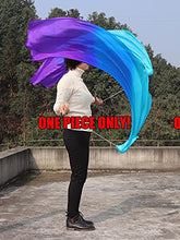 Load image into Gallery viewer, Winged Sirenny Spinning 53&quot; Silk Veil Poi Ball, Flag Scarf Poi Ribbon, Play Silk Scarf for Belly Dance, Single Piece (turquoise/blue/purple)
