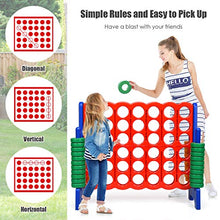 Load image into Gallery viewer, GLACER Giant 4-in-A-Row, Jumbo 4-to-Score Giant Game Set Backyard Games for Kids &amp; Adults, 3.5FT Tall Indoor &amp; Outdoor Connect-All-4 Game Set with 42 Jumbo Rings &amp; Quick-Release Slider
