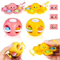 YISHIDANY 4 Pack Pop Fidget Spinner Sensory Toys, Octopus Face-Changing Toys+Finger Push Bubble Fidget Toys Set 4in1, Magic Cube Toys for Anti-Anxiety Stress Relief, for Adults Teens Kids