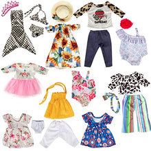 Load image into Gallery viewer, Handmade Doll Clothes (10 Different Outfits) for American 18&quot; Dolls - Full Outfits and Accessories (20pcs Total) Girls Costumes Includes Dresses, Bathing Suits, Hats, Hair Bands, Pants, Shirts
