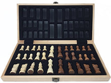 Load image into Gallery viewer, Hansen Games Classic Natural Wood Wooden Chess Set 15&quot; Inlaid Board with Hand Carved Chessmen and Storage
