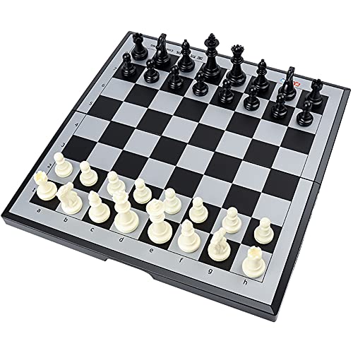LINGOSHUN Chess Board Set Game,Travel Magnetic Chess Set,Folding/Portable Storage Board for Elementary School Competition/Small/with Storage Box