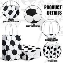 Load image into Gallery viewer, 24 Pieces Paper Soccer Party Favor Bags Soccer Print Present Bags Goodie Bags Soccer Treat Candy Bags Soccer Snack Bags for Football Themed Kids Adults Birthday Party Supplies Decorations
