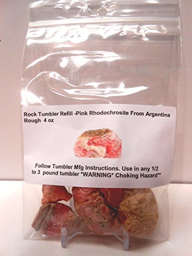 Rock Tumbler Gem Refill Kit Genuine & Rare Argentina Banded Pink Rhodochrosite Rough 4 oz