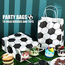 Load image into Gallery viewer, 24 Pieces Paper Soccer Party Favor Bags Soccer Print Present Bags Goodie Bags Soccer Treat Candy Bags Soccer Snack Bags for Football Themed Kids Adults Birthday Party Supplies Decorations
