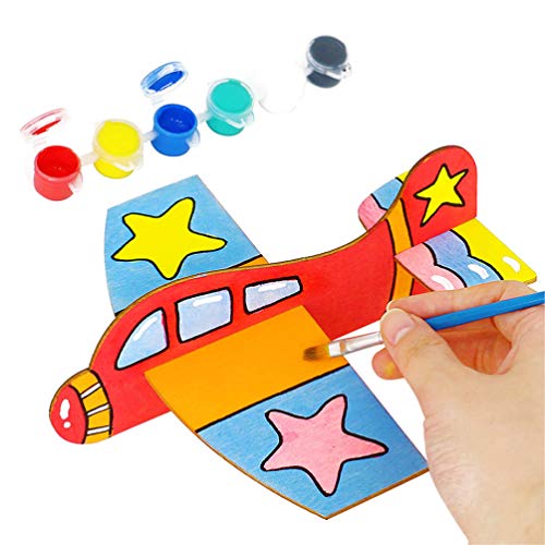 Toyvian Wooden Airplane Model Wood Glider Planes DIY Flying Glider Toy Plane for Handmade Painting Supplies Birthday Carnival Gift