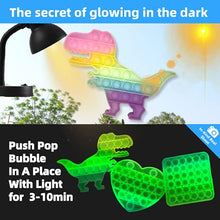 Load image into Gallery viewer, Fidget Toys Glow in The Dark, 1 Pcs Pop Its Dinosaur-Shaped Push Pop Bubble Fidget Sensory Gifts, Autism Stress Sensory Toy Reliever, Educational School Game Office Desk Toy for Toddlers Kids Adults
