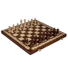 Load image into Gallery viewer, Wegiel Handmade Jowisz Professional Tournament Chess Set - Wooden 16 Inch Folding Board With Felt Base &amp; Hand Carved Chess Pieces - Compartment Inside The Board To Store Each Piece
