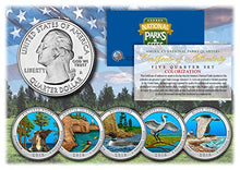 Load image into Gallery viewer, 2018 America The Beautiful Colorized Quarters U.S. Parks 5-Coin Set w/Capsules
