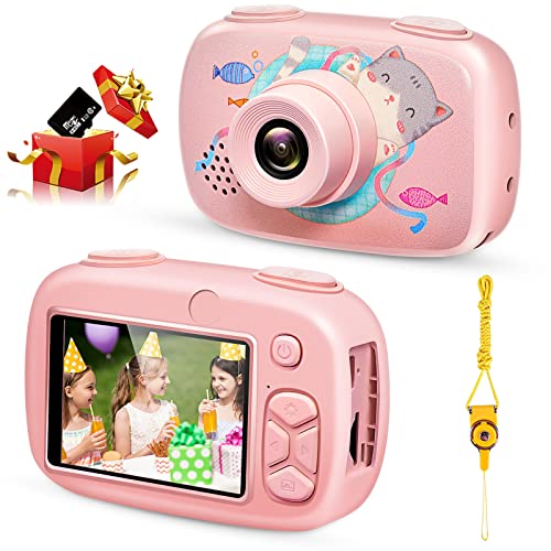 Kids Camera 20MP Digital Video Camera for Kids, Toy Camera with 2.0 Inch IPS Screen, Mini Rechargeable Toddler Toys Camera for 3~12 Years Girls