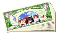 Crazy for Cats Novelty 9(Lives) Dollar Bill - 10 Count with Bonus Clear Protector & Christopher Columbus Bill