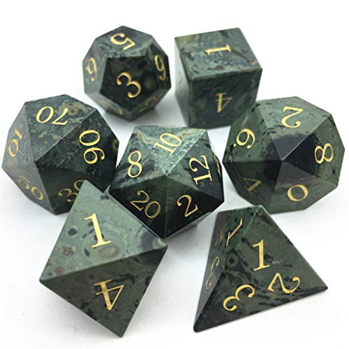 Amatolo Handmade Natural Gemstone Dice Set, Collection Jade Dices for Dungeons & Dragons (D23 Bird Rock Stone)