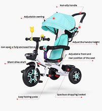 Load image into Gallery viewer, Tricycle for Kids,with Rotating Seat Detachable Push Handle 3 Wheel Toddlers Children Ride on Pedal Bike 18 Months to 5 Years (Color : Green)

