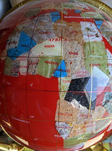 Load image into Gallery viewer, Unique Art 13-Inch Tall Table Top Red Ocean Gemstone World Globe with Gold 4 Leg Stand
