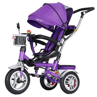 Moolo Children's Tricycle 1-3-5 Year Old Child Toy Cart, Lightweight Folding Reclining Seat Rotating Seat Titanium Empty Wheel (Color : Purple)