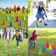 Load image into Gallery viewer, Eocolz 3 in 1 Carnival Games Set, Soft Plastic Cones Bean Bags Ring Toss Games for Kids Birthday Party Outdoor Games Supplies Combo Set
