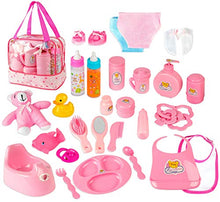 Load image into Gallery viewer, fash n kolor Doll Feeding Set | Set Includes Baby Doll, Doll Diapers, Diaper Bag, Magic Bottles, Potty and Bath Toys | 26 Changing and Other Accessories for 3+ Years Kids
