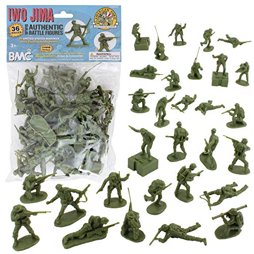 BMC WW2 Iwo Jima US Marines Plastic Army Men - 36 American Soldier Figures