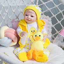 Load image into Gallery viewer, Wamdoll 22 inch 55CM Lifelike Sweet Smile Face Real Baby Size Detailed Painting Reborn Toddler Girl Doll Hand Rooted Hair Newborn Baby Doll Yellow Duck Gift Set Crafted in Silicone Vinyl
