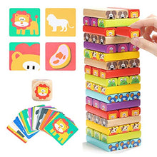 Load image into Gallery viewer, TOP BRIGHT Colored Wooden Blocks Stacking Board Games for Kids Ages 4-8 with 51 Pieces

