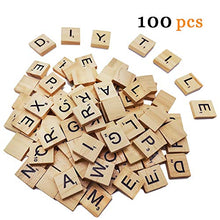 Load image into Gallery viewer, 100pc Scrabble Letters for Crafts - Wood Scrabble Tiles-DIY Wood Gift Decoration - Making Alphabet Coasters and Scrabble Crossword Game
