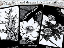 Load image into Gallery viewer, Terra Botanical Plant Tarot Deck - Indie Made 78 Card Deck with Guidebook Black 2.75inches x 4.75inches

