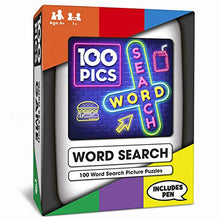 Load image into Gallery viewer, 100 PICS Pocket Word Search Game | Kids Games | Card Games &amp; Fun Travel Games | Toys &amp; Games | Card Games for Adults and Kids | Family Games | Beach Games | Word Games | Kids Travel | Ages 6+
