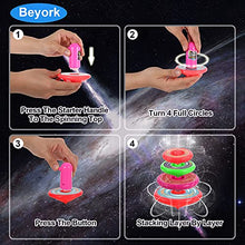 Load image into Gallery viewer, Spinning Tops Super Stacking Tops Kit Stackable Toys Spin Individually or on Top of Each Other Stacking Spinner Tops with Durable Launcher

