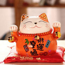 Load image into Gallery viewer, IMIKEYA Japanese Cat Piggy Bank Ceramic Neko Lucky Cat Coin Bank Feng Shui Piggy Box Luck and Fortune Collectible Figurine Statue for 2021 New Year Ornament(Orange)
