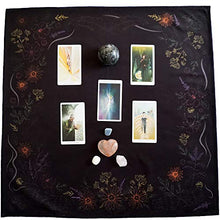 Load image into Gallery viewer, Kitchen Witch Herbology: Tarot Cloth for Any Tarot Cards, 24 inches by 24 inches, Large (Black)
