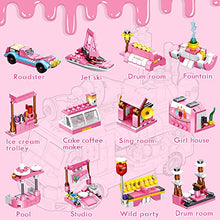 Load image into Gallery viewer, Vatos Girls Building Blocks Toys - 553 Pieces Ice Cream Truck Set Toys for Girls 25 Models Pink Building Bricks Toys STEM Toys Valentines Day Gifts for Kids Girls Age 6-12 and Up
